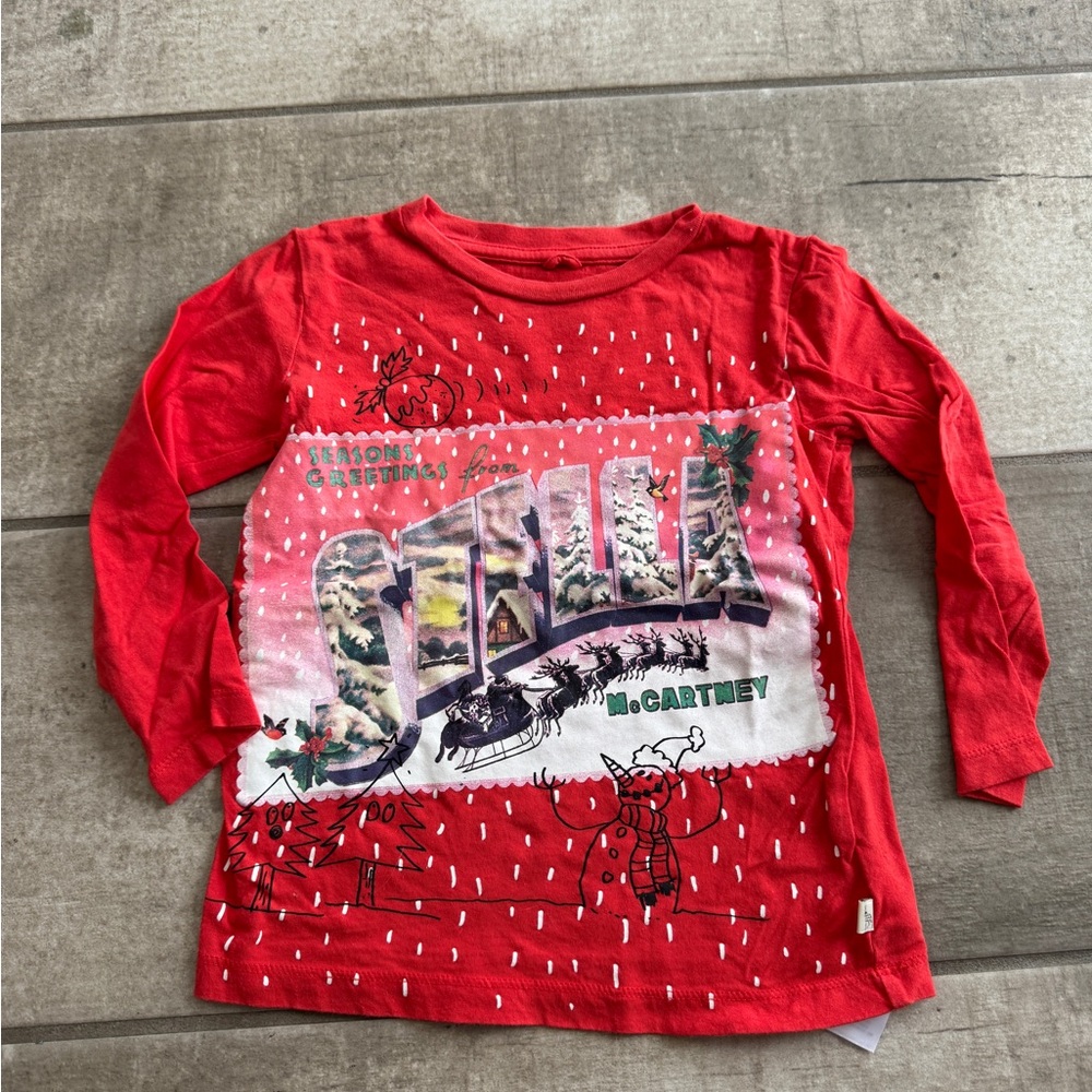 Stella McCartney Red Holiday Graphic Long-Sleeve Tee